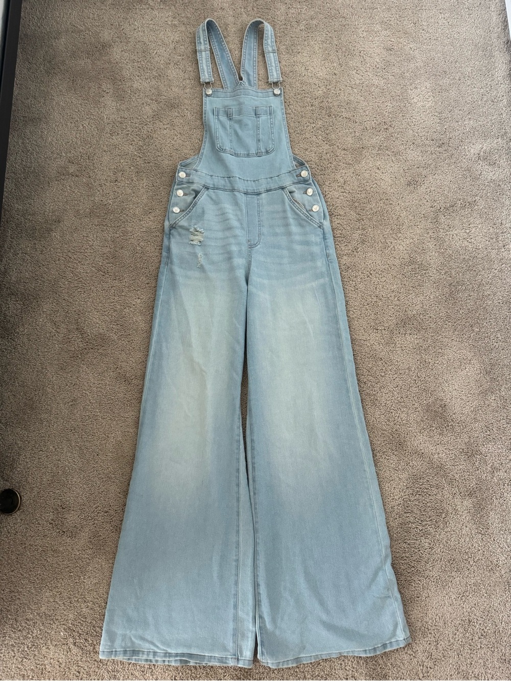 Jessica Simpson Light Blue Wide-Leg Denim Overalls